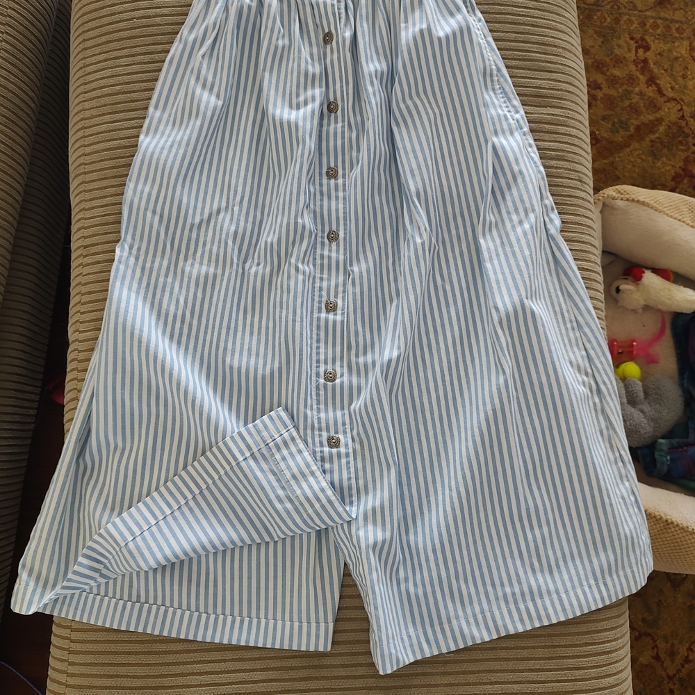 Vintage Gitano Light Blue and White Striped Skirt